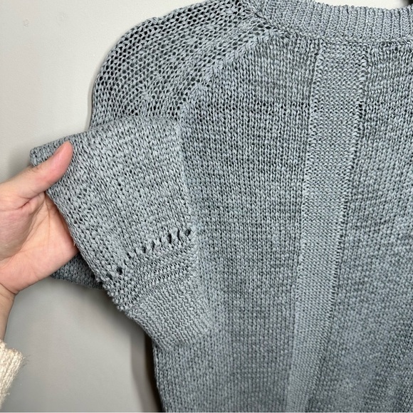 360 Sweater Gray Knit Pullover Crewneck Cotton Linen - Picture 3 of 6